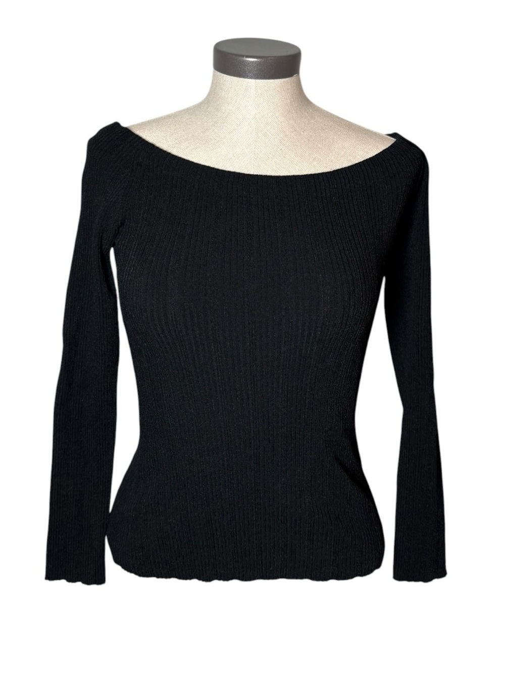 Rag & Bone Kari Black Off Shoulder Ribbed Knit Sweater Top M